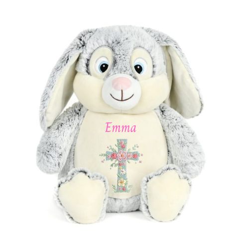 Easter Bunny Floral Cross