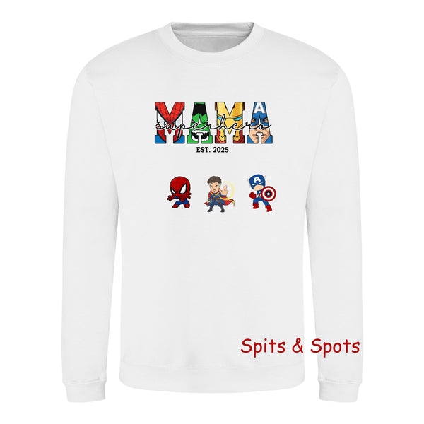 Adult Ladies Sweatshirt Mama Supehero