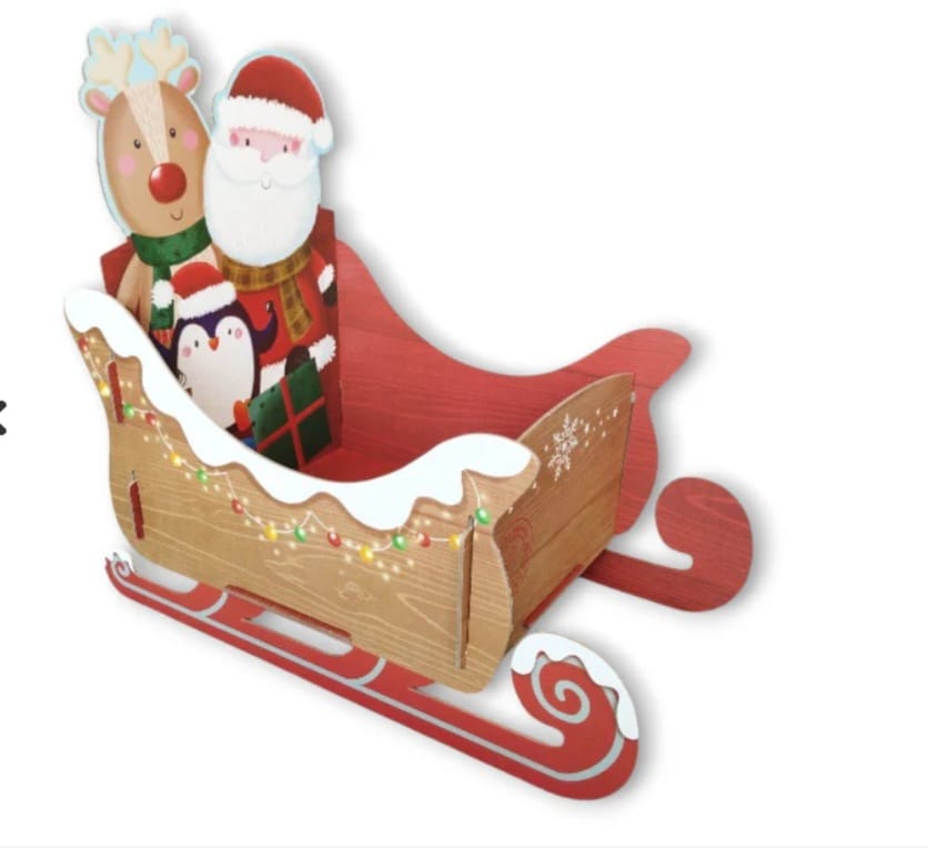 Christmas - Santa And Rudolph Christmas Sleigh Gift Box