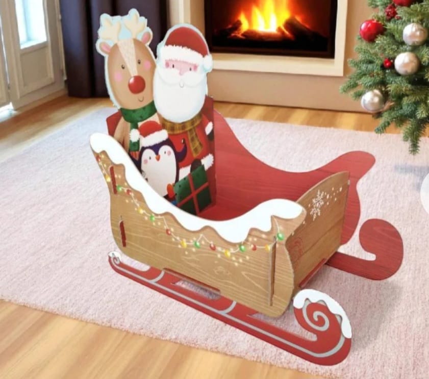 Christmas - Santa And Rudolph Christmas Sleigh Gift Box