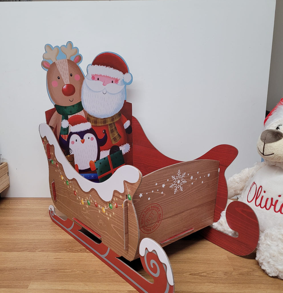 Christmas - Santa And Rudolph Christmas Sleigh Gift Box